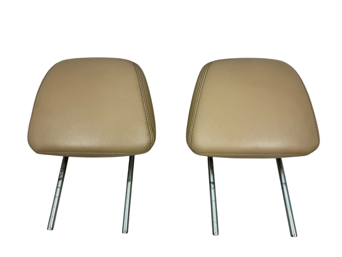 2009–14 Nissan Maxima Front Headrest Pair – Beige OEM Leather 86400‑9DA6B - actual used OEM auto part, photo 1